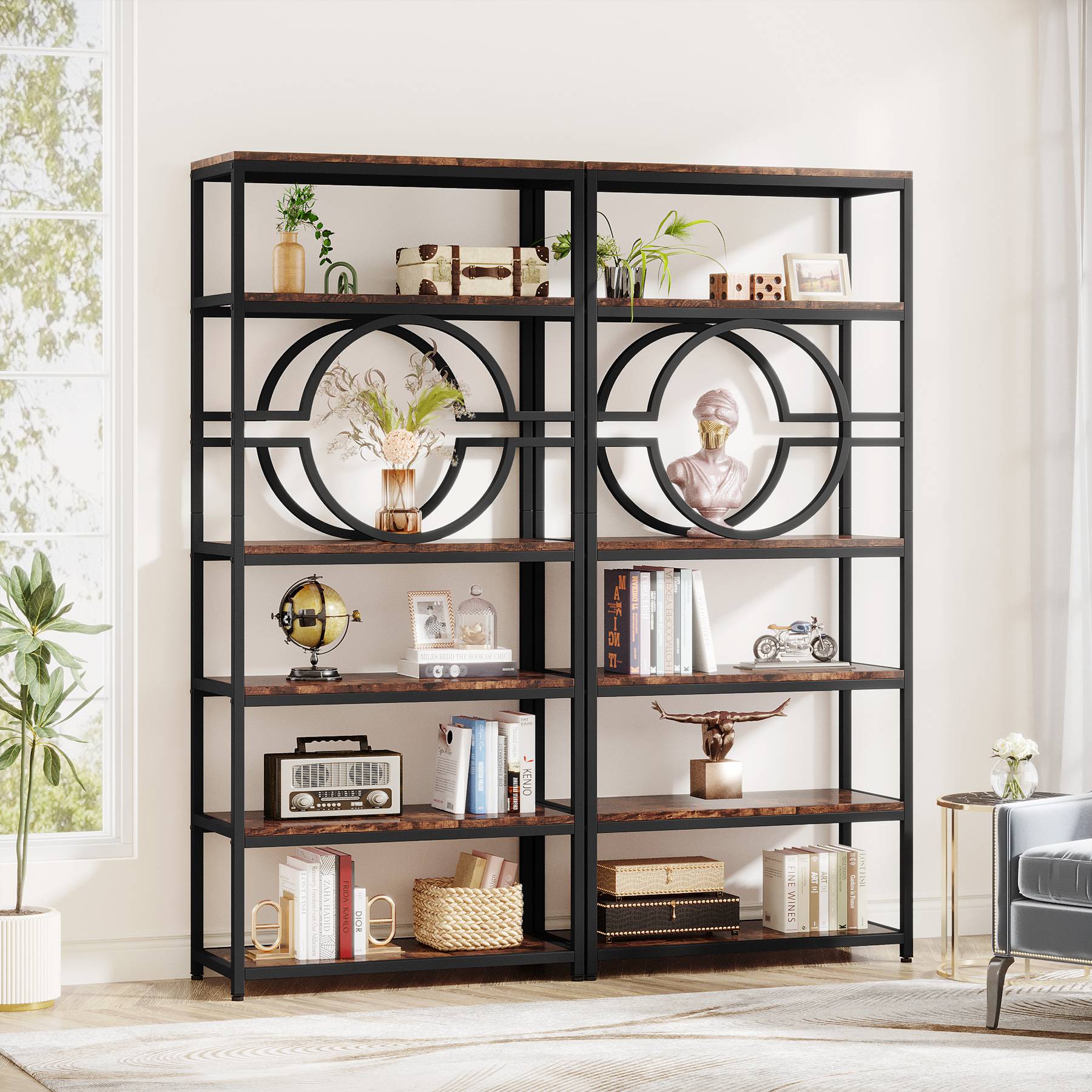 Tribesigns Bookshelf, 6-Tier Etagere Bookcase Freestanding Storage Shelf