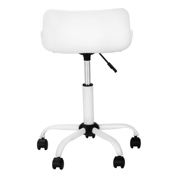 Office Chair， Adjustable Height， Swivel， Ergonomic， Computer Desk， Work， Juvenile， White Leather Look， White Metal， Contemporary， Modern