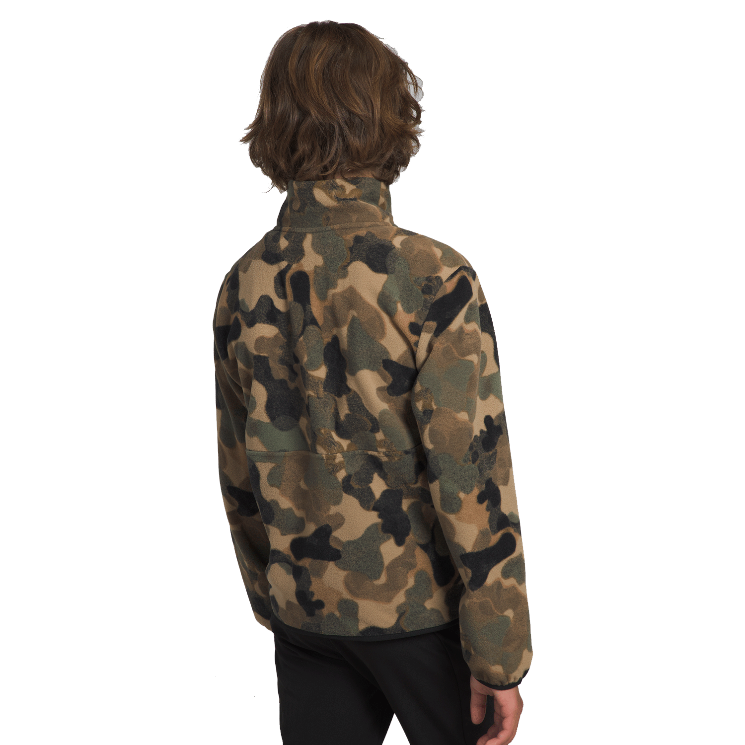 The North Face Kids Glacier ¼ Zip Fleece Pullover 2024 Utility Brown Camo Texture Small Print