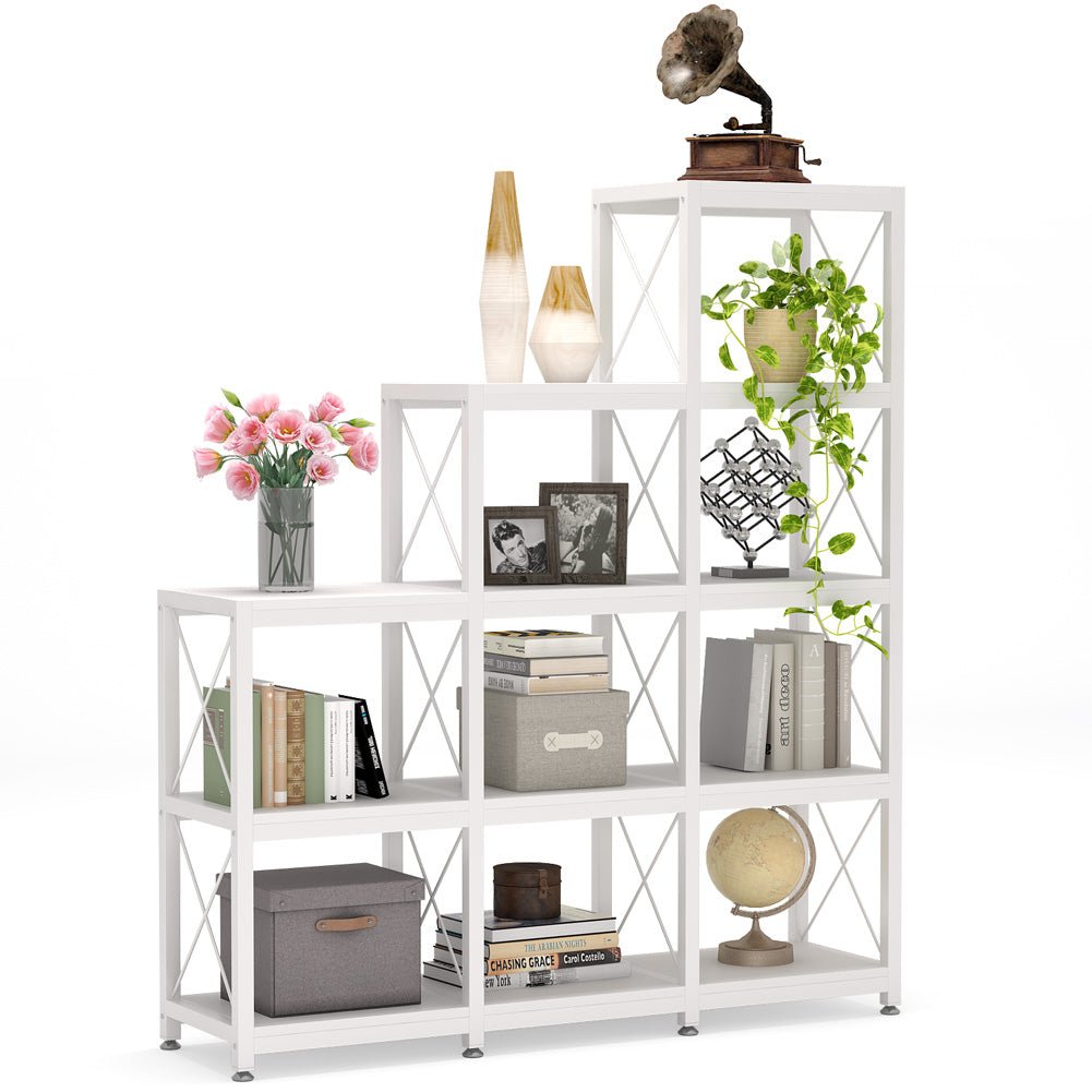 Ladder Bookshelf, 12 Shelves Industrial Etagere Bookcase