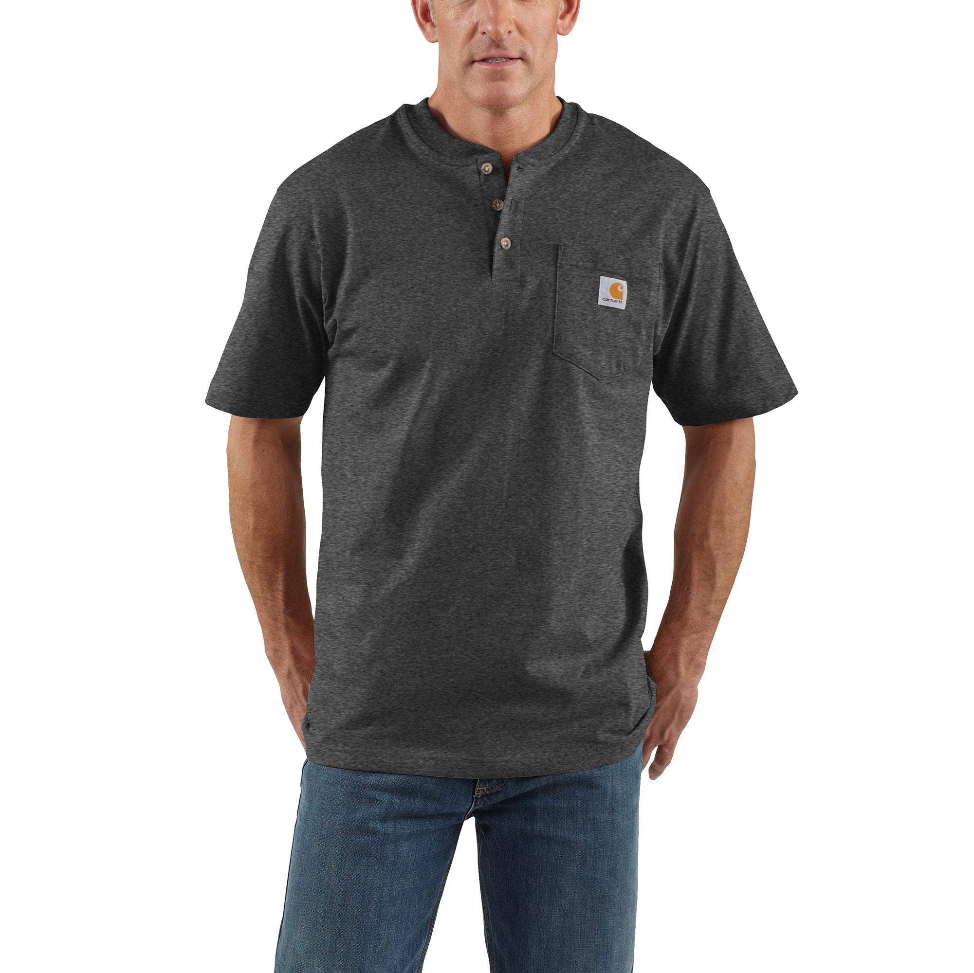 Carhartt Men's Short Sleeve Pocket Henley_Carbon Heather