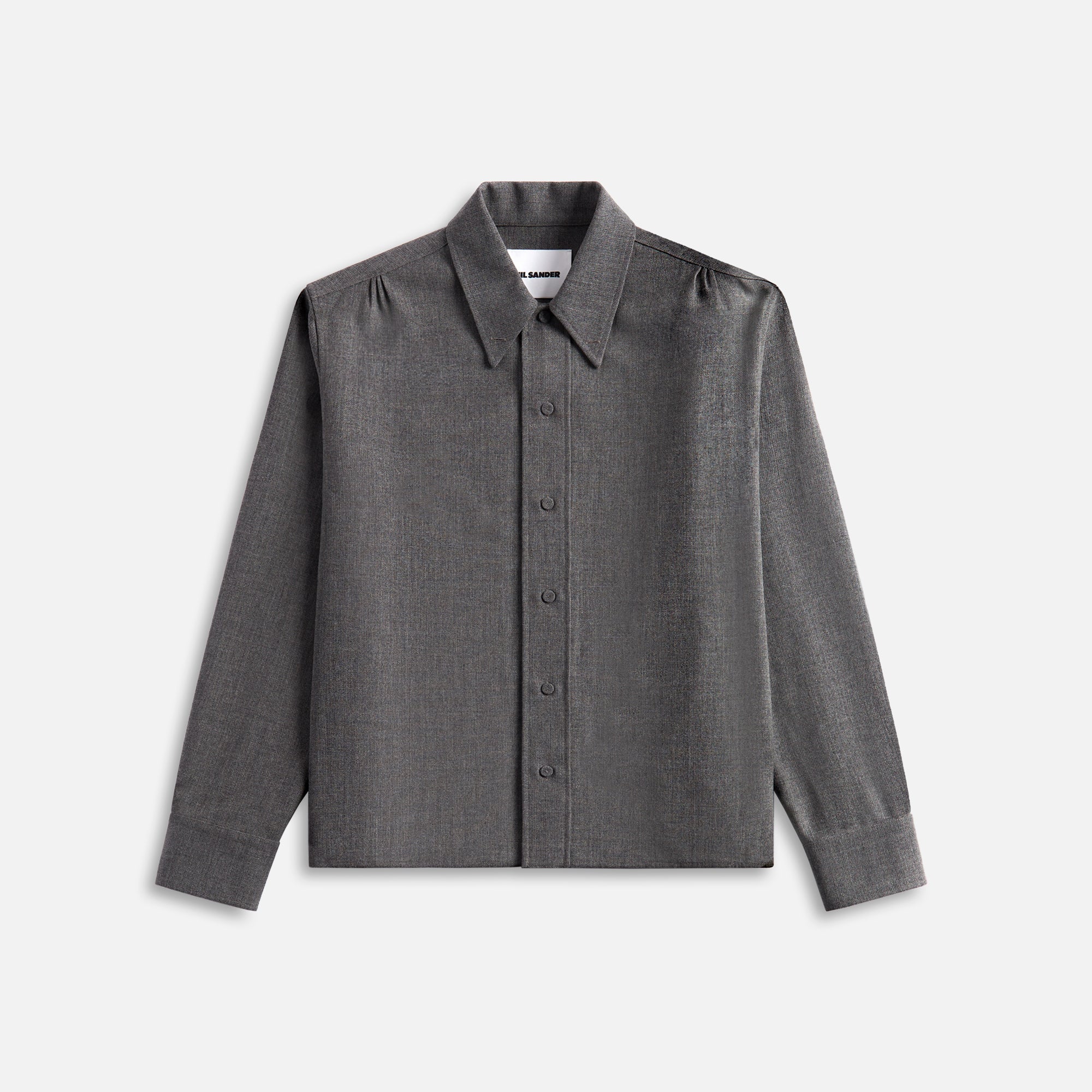 Jil Sander Open Wool Canvas Shirt with Jewels - Volcanic Glass