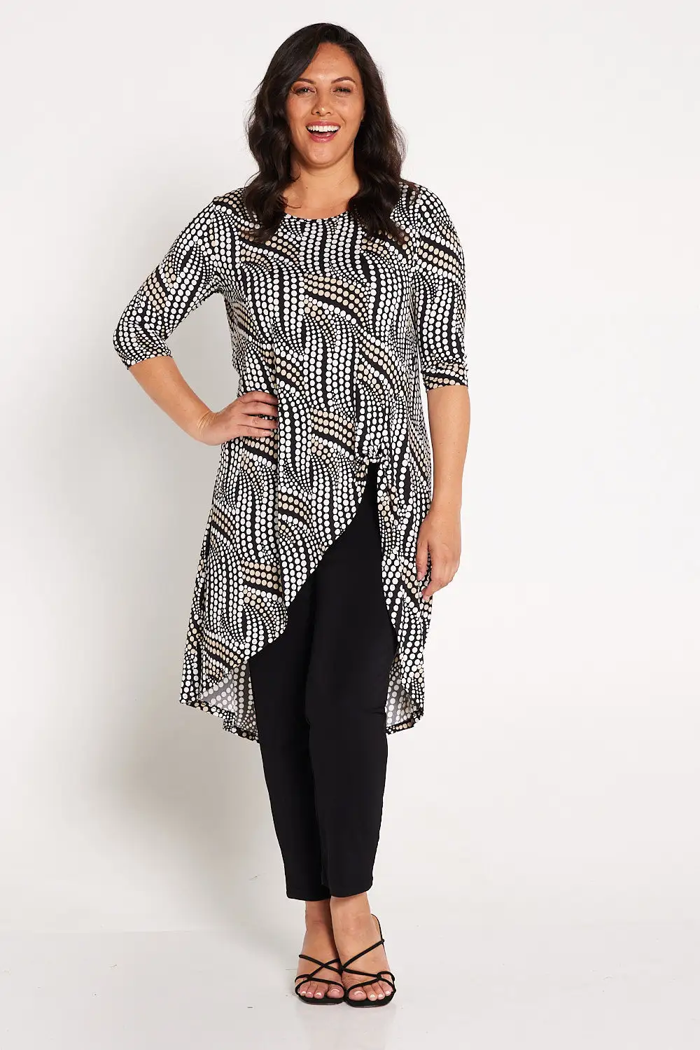 Howey Tunic - Beige White Circles