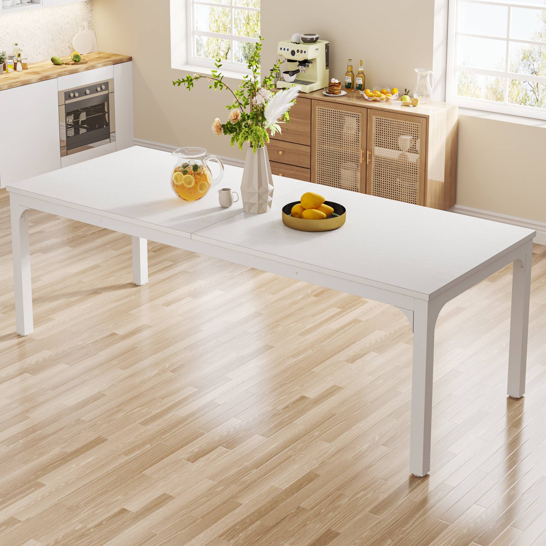 Rectangular Dining Table, 78 inch Long Kitchen Table for 6-8 People