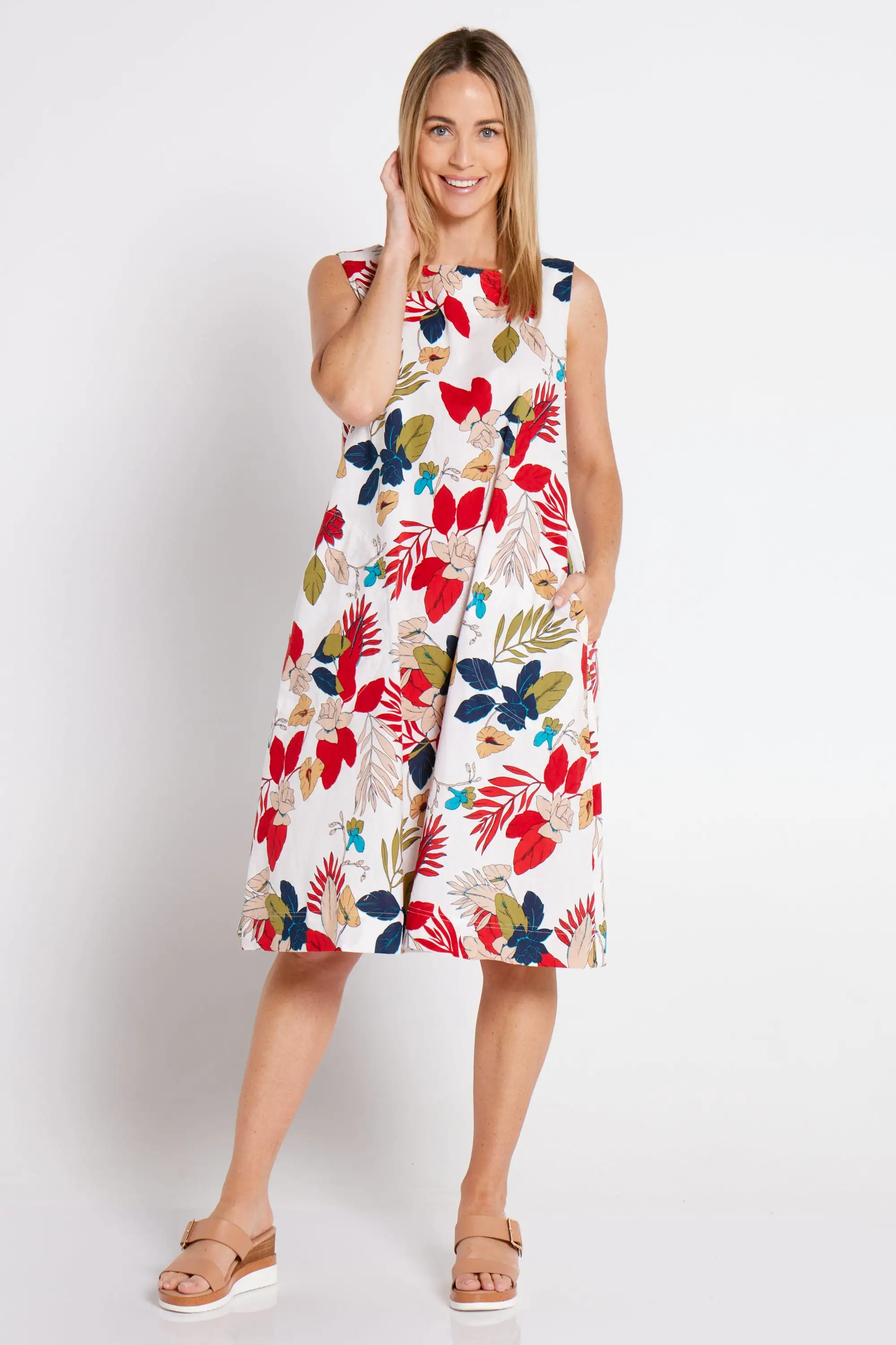 Marni Statement Cotton Shift - Red Botanical