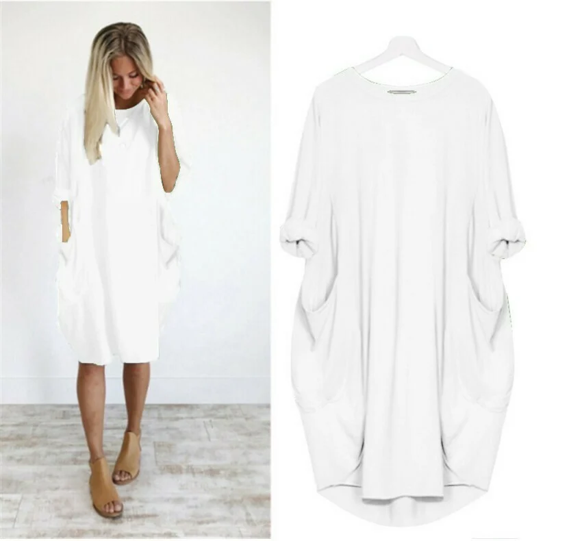 🔥🔥2021 Casual Loose Pocket Long Sleeve Dress