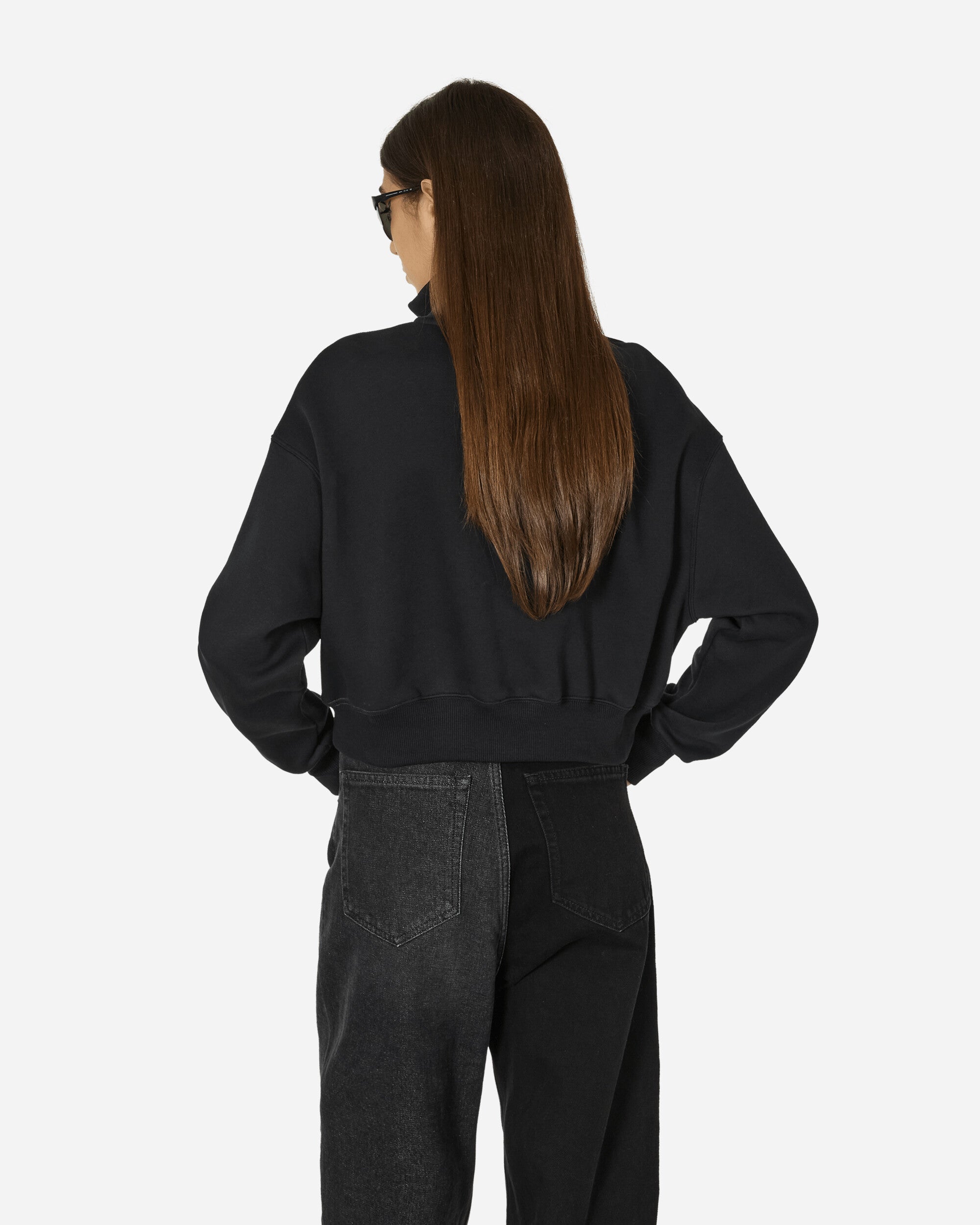 Phoenix Fleece 1/2 Zip Cropped Sweatshirt Black