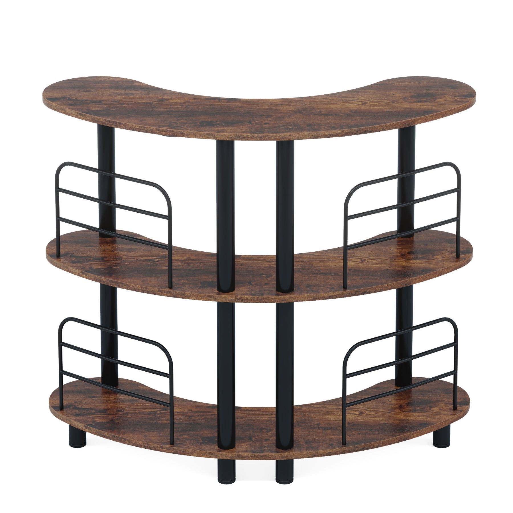 3-Tier Bar Unit, Liquor Bar Cabinet with Storage Shelves