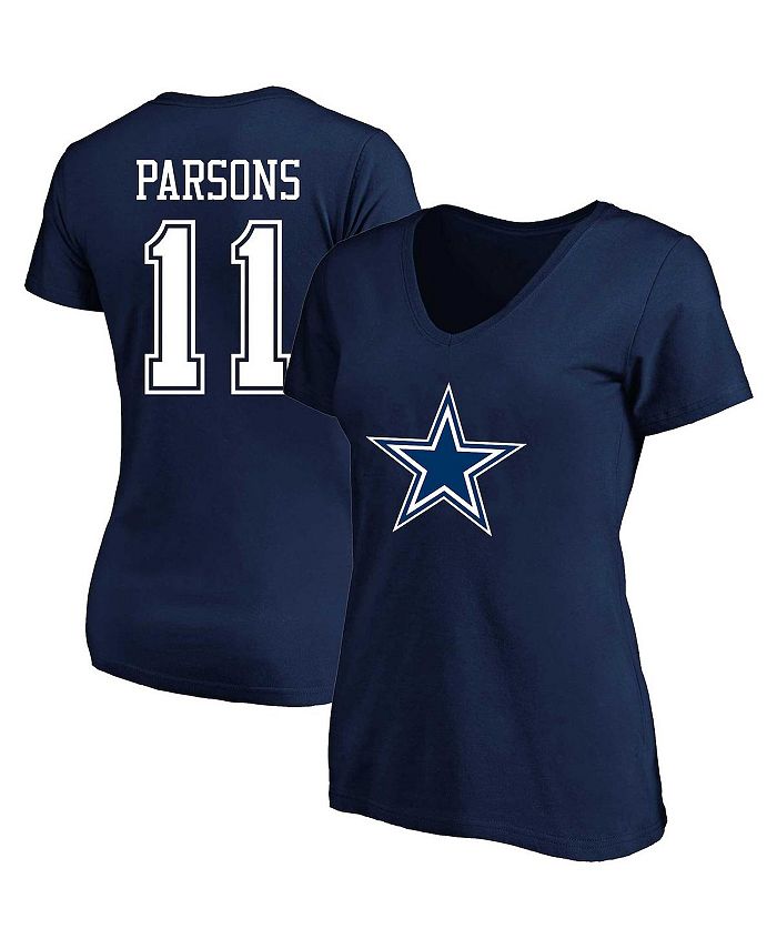 Women's Branded Micah Parsons Navy Dallas Cowboys Plus Size Player Name and Number V-Neck T-shirt