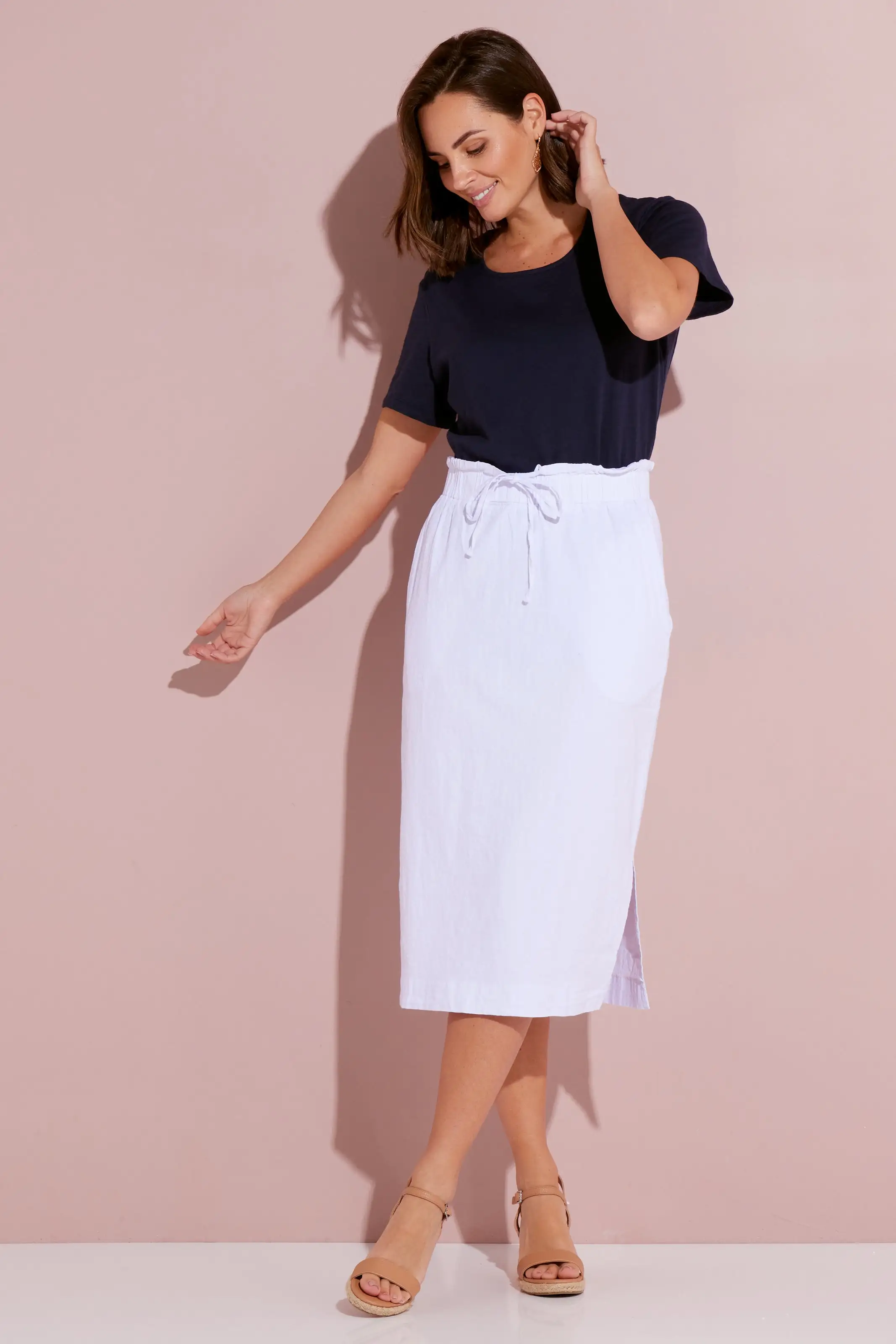Emily Linen Skirt - White