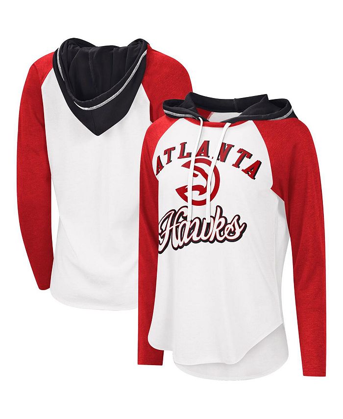 Women's White Atlanta Hawks MVP Raglan Hoodie Long Sleeve T-shirt