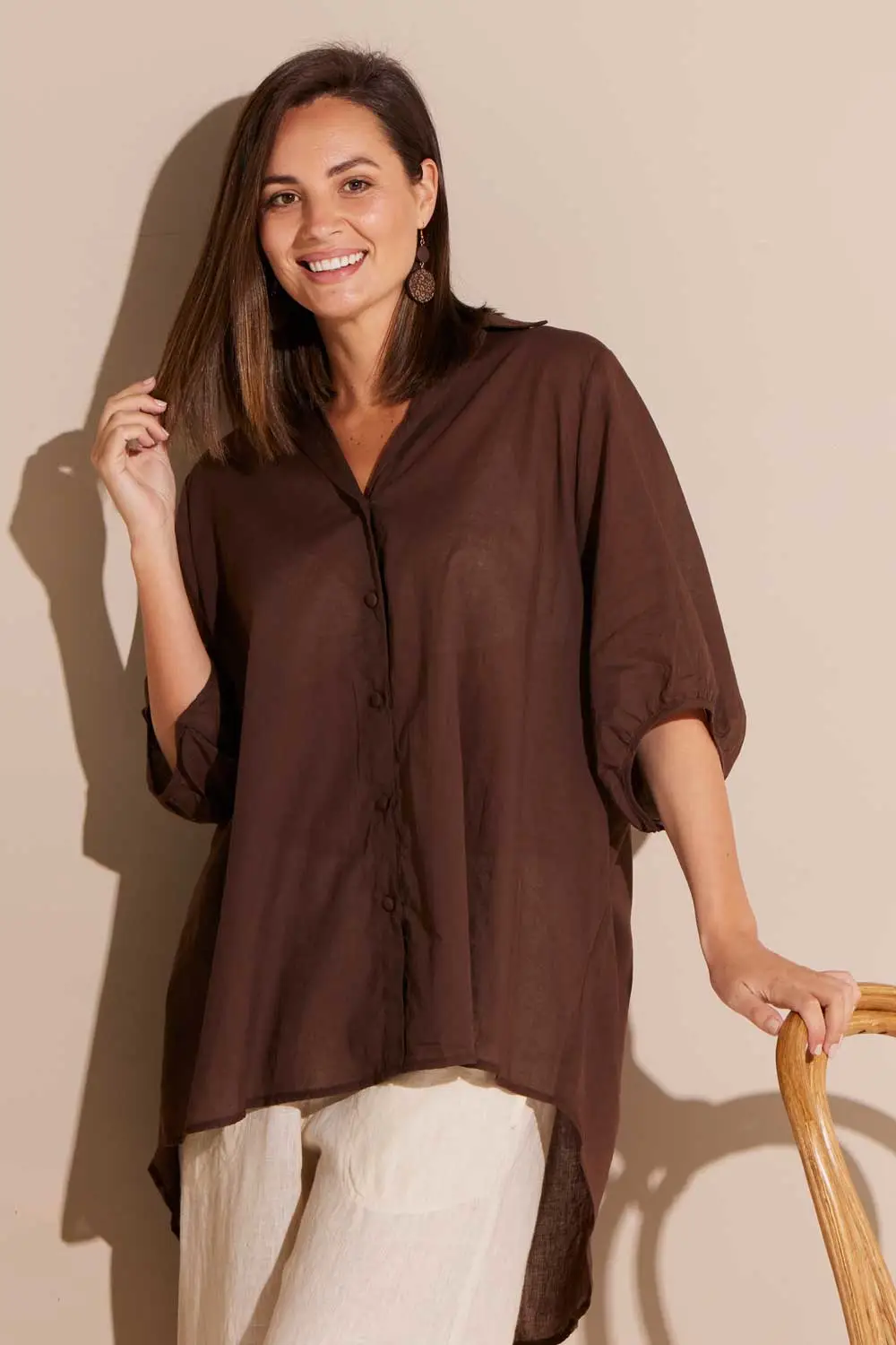 Piper Cotton Comfort Shirt - Cocoa