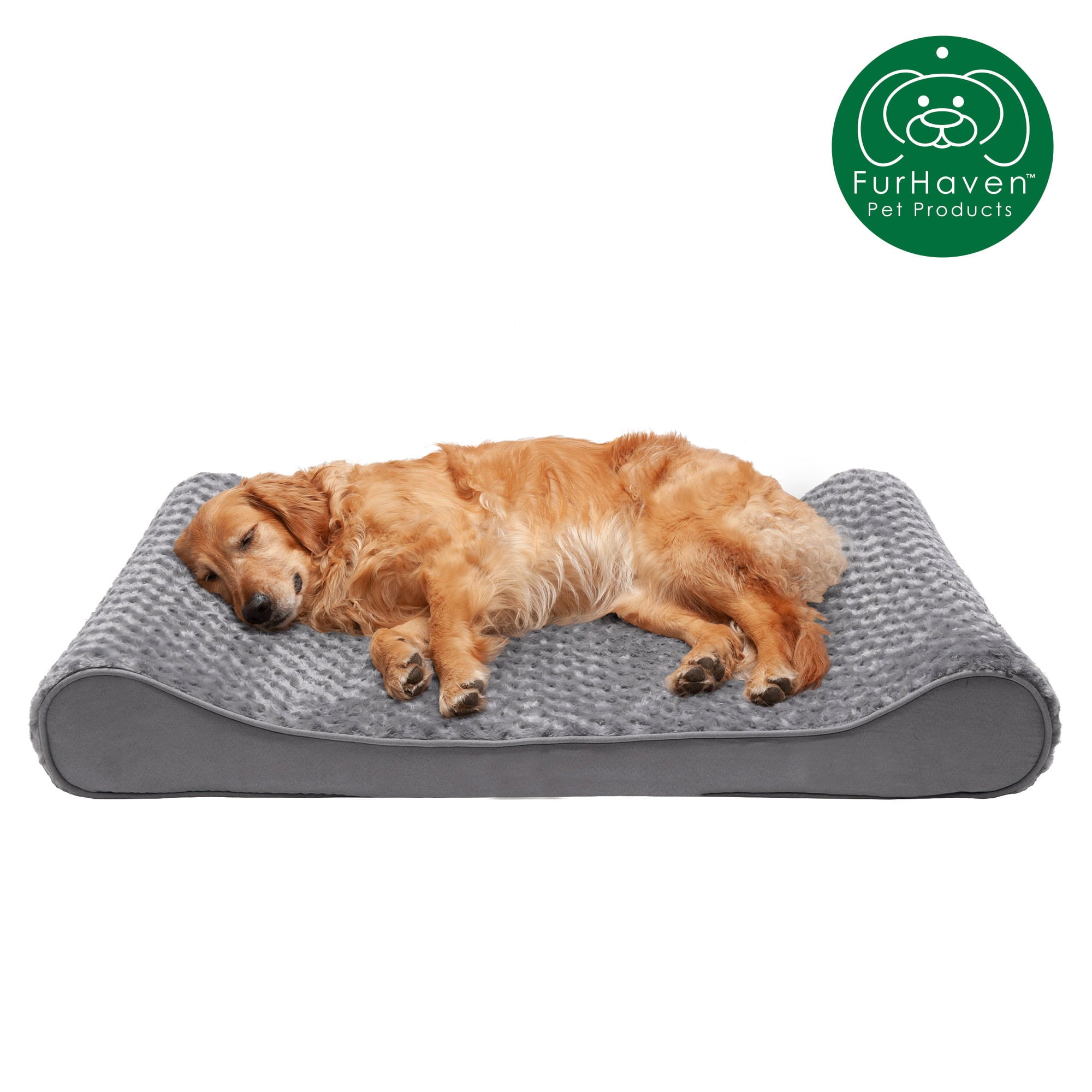 FurHaven Pet Dog Bed | Orthopedic Ultra Plush Luxe Lounger Pet Bed for Dogs and Cats， Gray， Jumbo