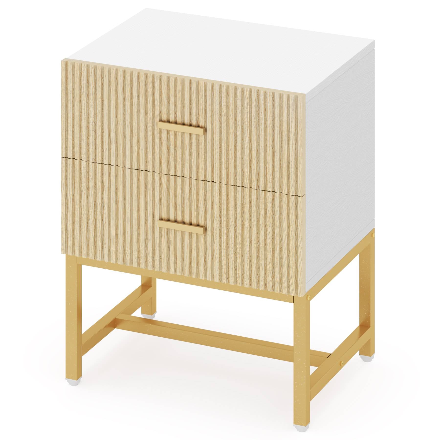 2-Drawer Nightstand, Modern Bedside End Table with Storage