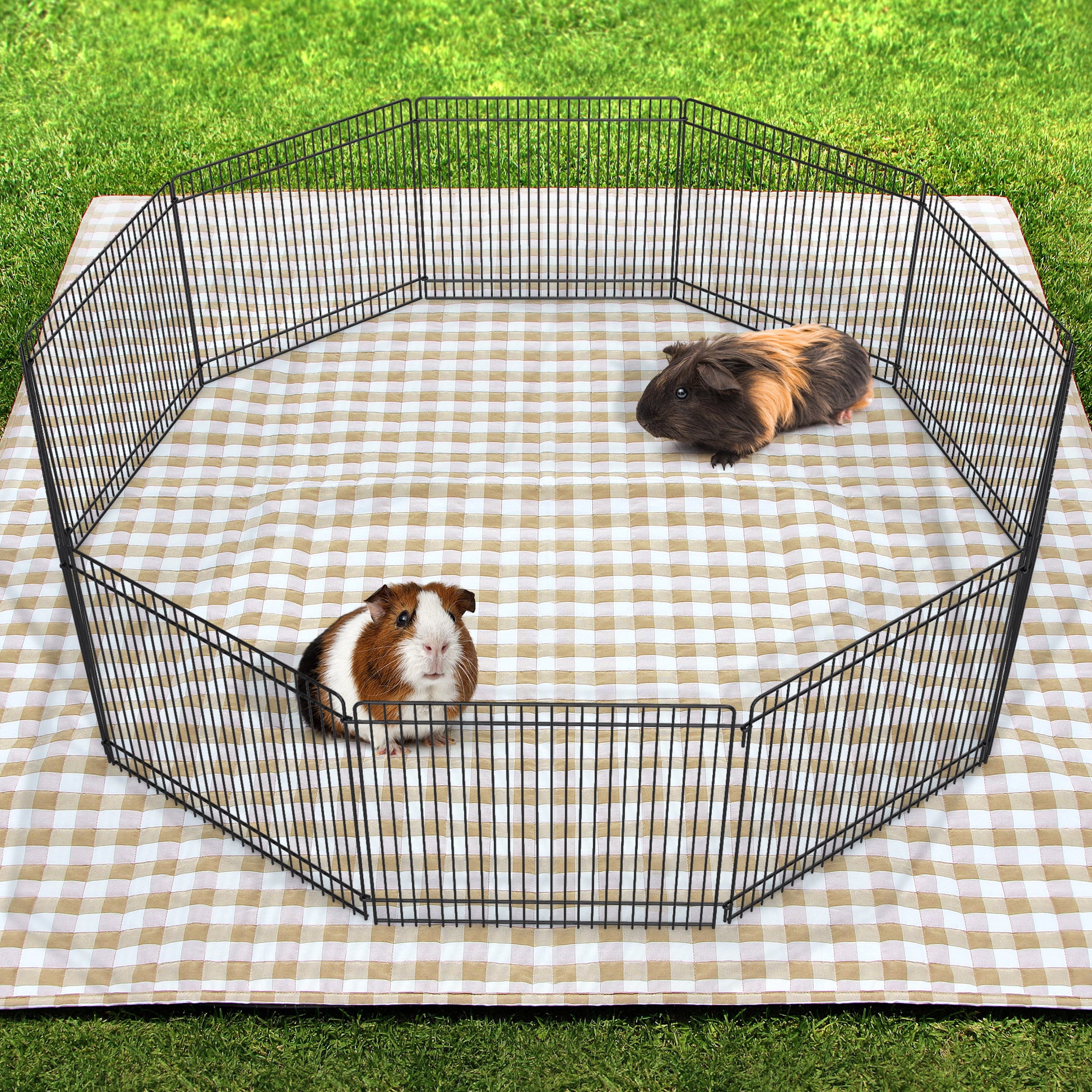 Pet Champion Small Animal Wire Playpen， Black， 9in Tall， 32in Diameter
