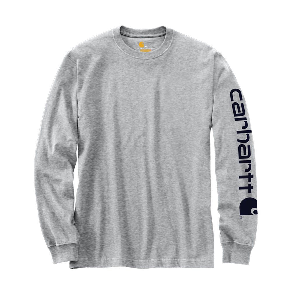 Carhartt Men's Signature Logo Long Sleeve T-Shirt_Heather Grey