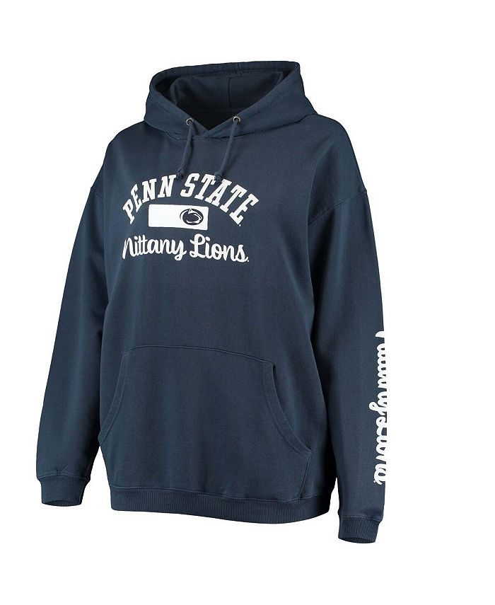 Women's Navy Penn State Nittany Lions Rock n Roll Super Oversized Pullover Hoodie