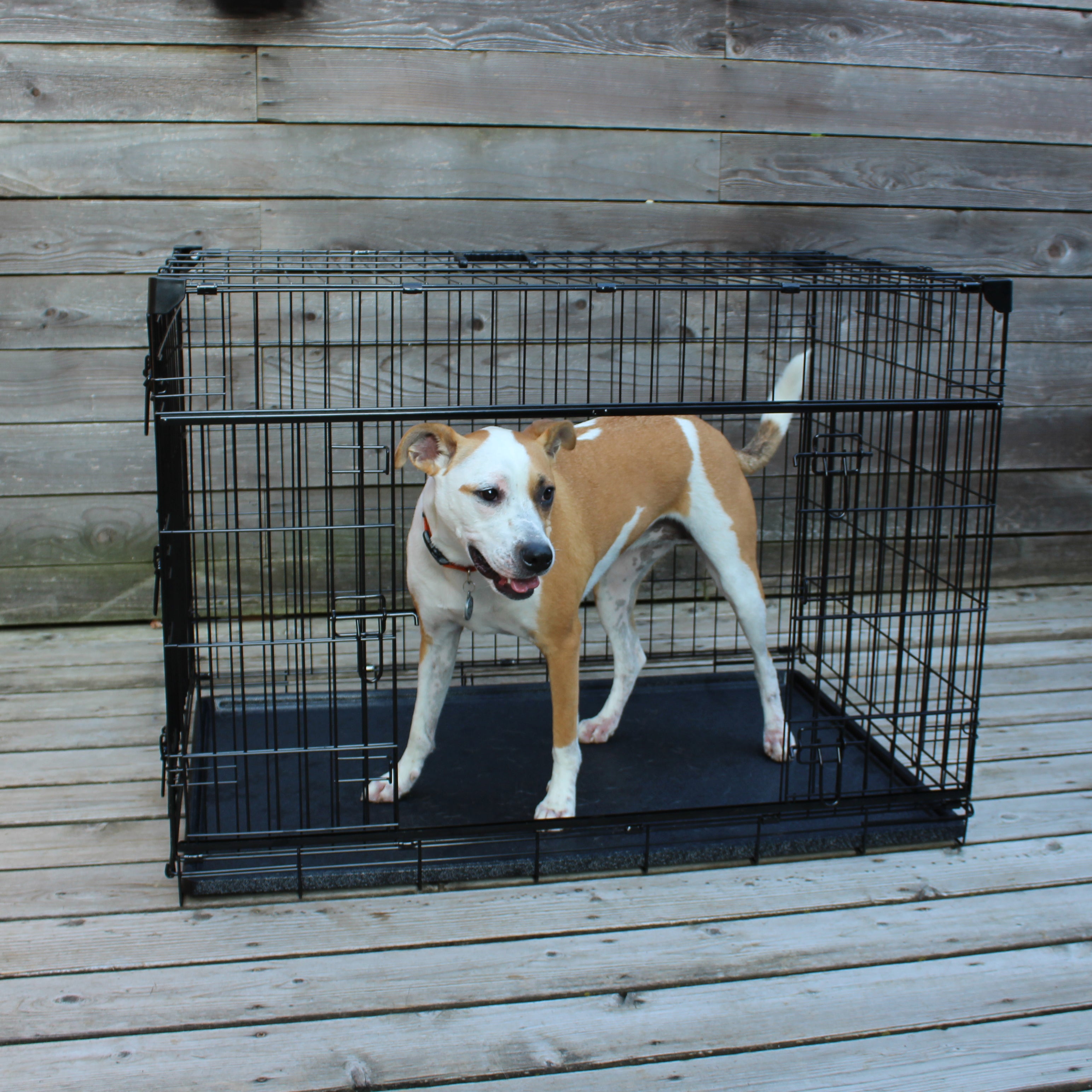 Lucky Dog Sliding Double-Door Dog Crate， X-Large， 48