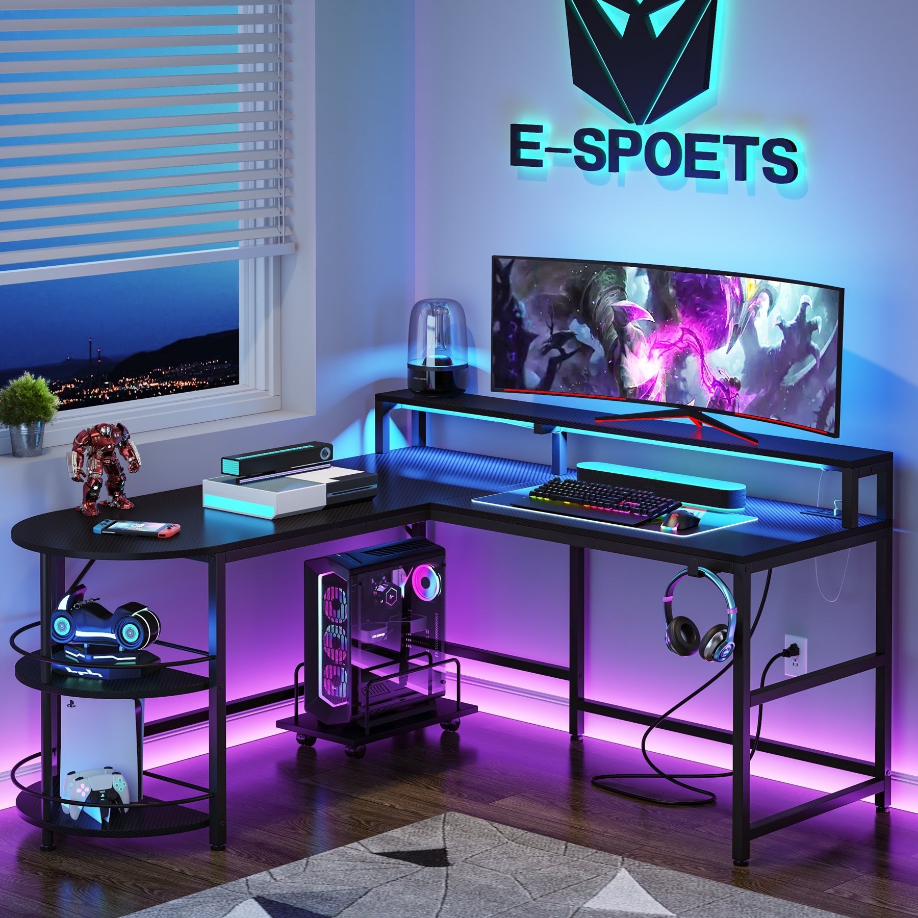 L-Shaped Gaming Desk, 55