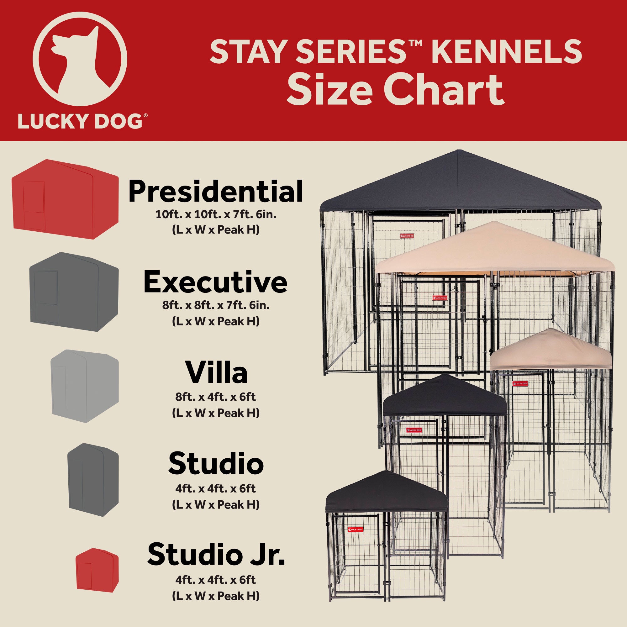Lucky Dog STAY Series 4 x 8 x 6 Foot Roofed Steel Frame Villa Dog Kennel