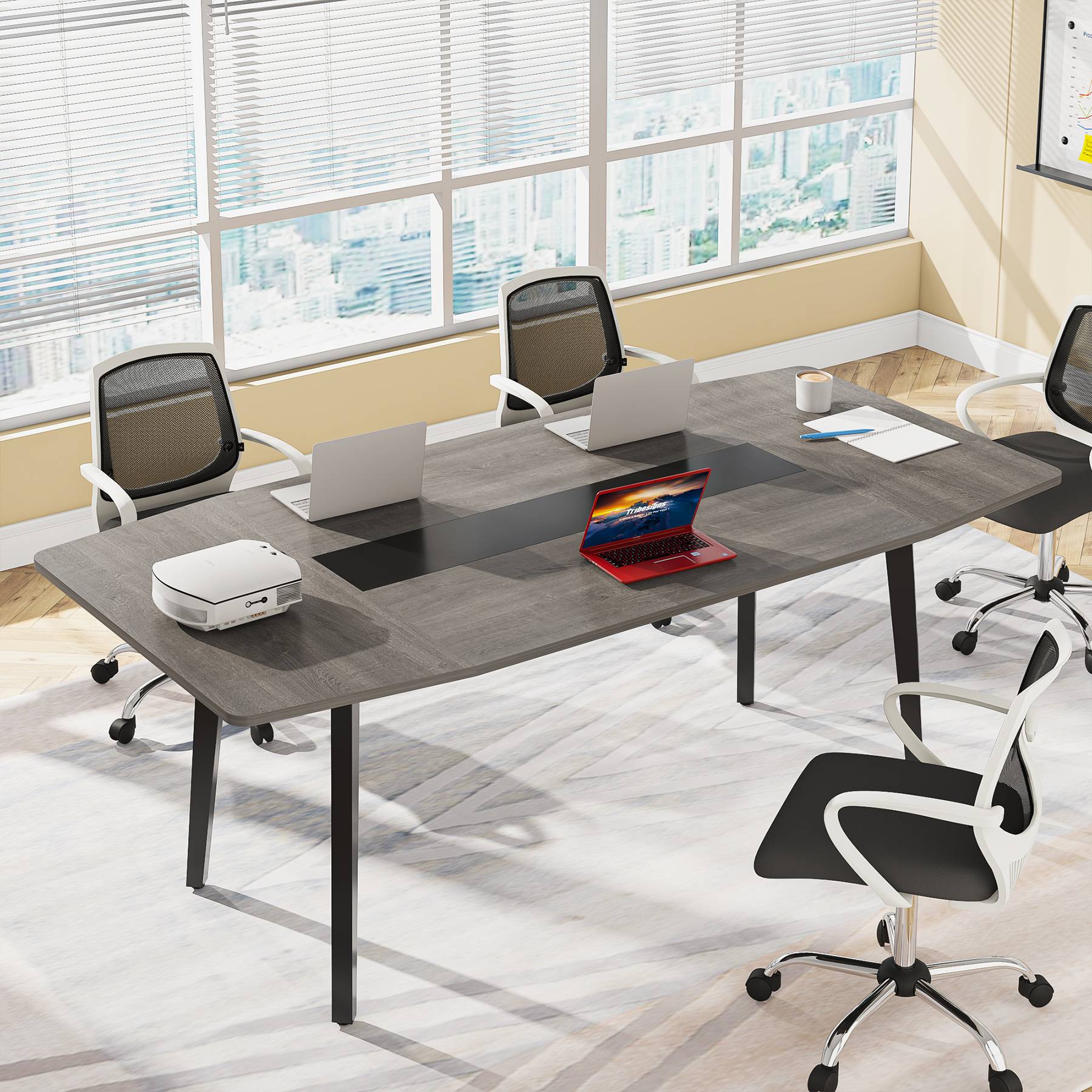 6FT / 8FT Conference Table, Modern Boat Shaped Meeting Table