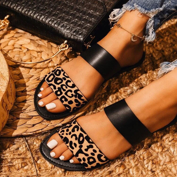 Summer Shoes Woman Sandals Gladiator Sandals Women 2021 Slippers Beach Shoes Flat Sandals Leopard Sandalias Mujeres