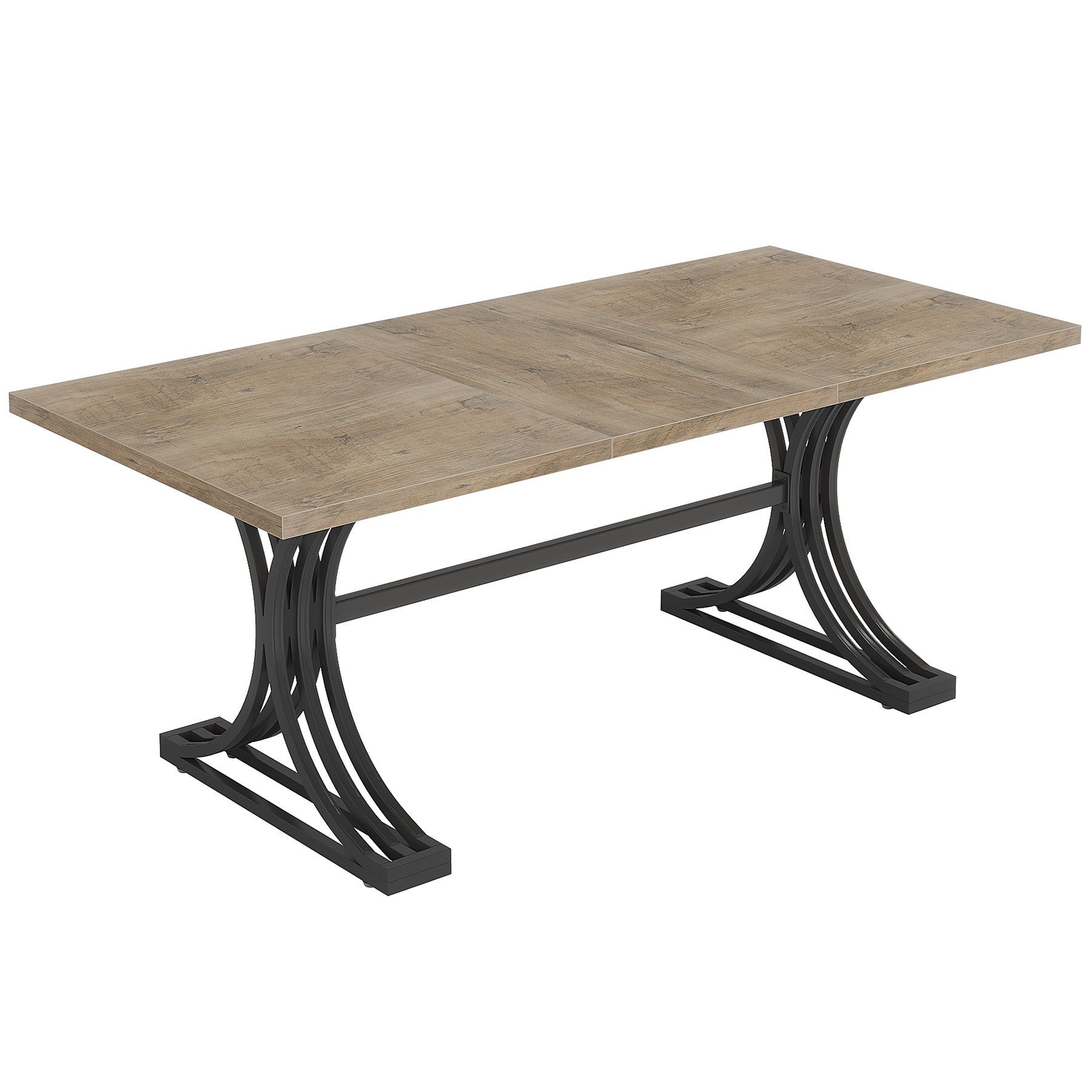 63'' Modern Dining Table with Faux Marble Tabletop & Metal Legs