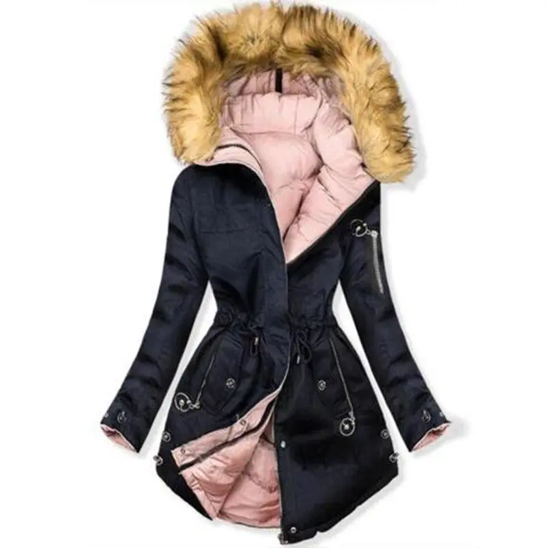 Fur Hooded Pocket Warm Down Coat