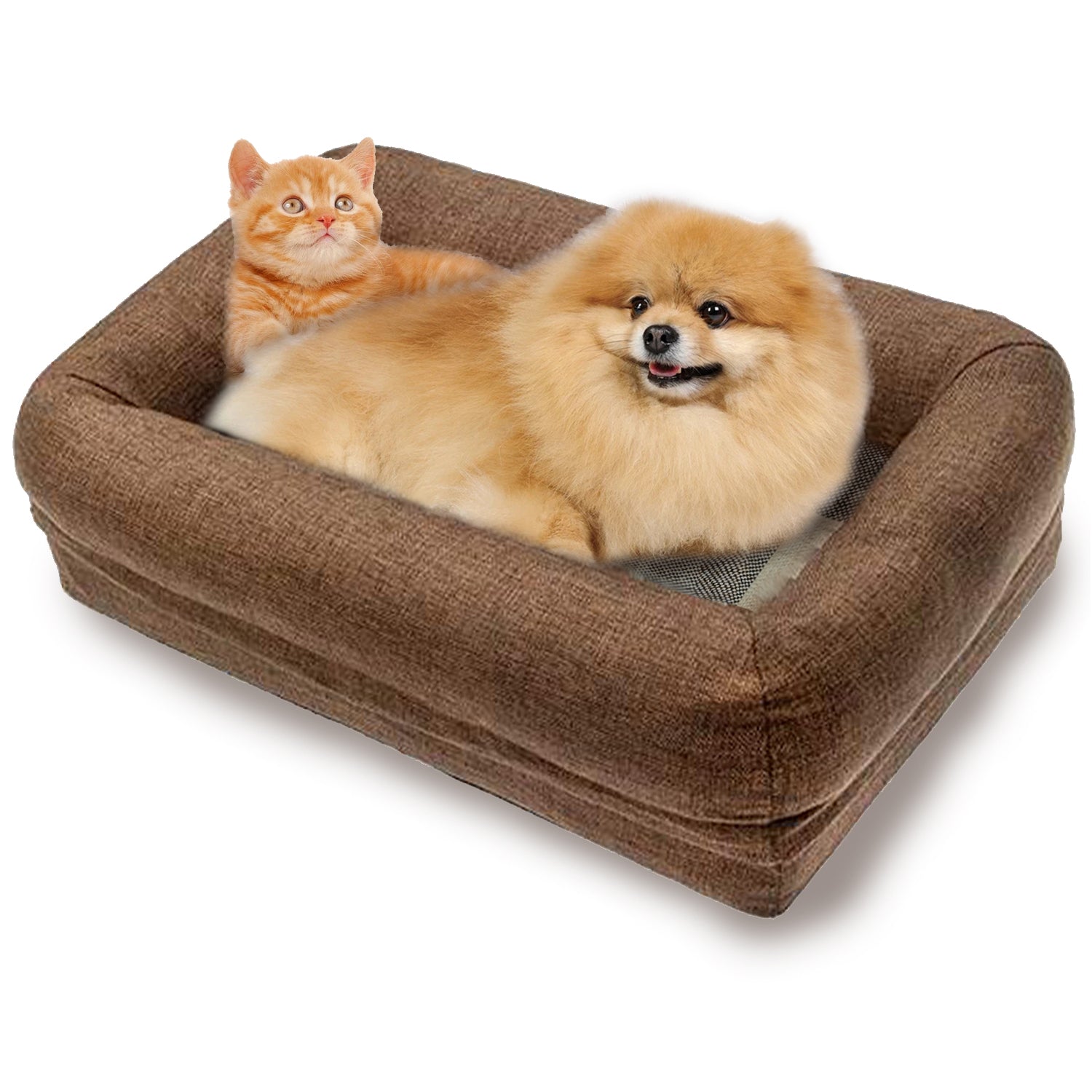 PinkSheep Waterproof Memory Foam Dog Bed Plush Orthopedic Sofa Pet Bed with Removable Cover for Small Medium Sized Cats Dogs