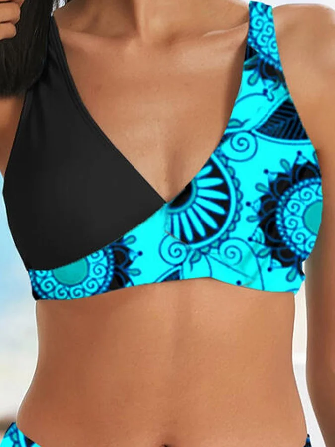 Printed Sexy Lace-Up Bikini Set