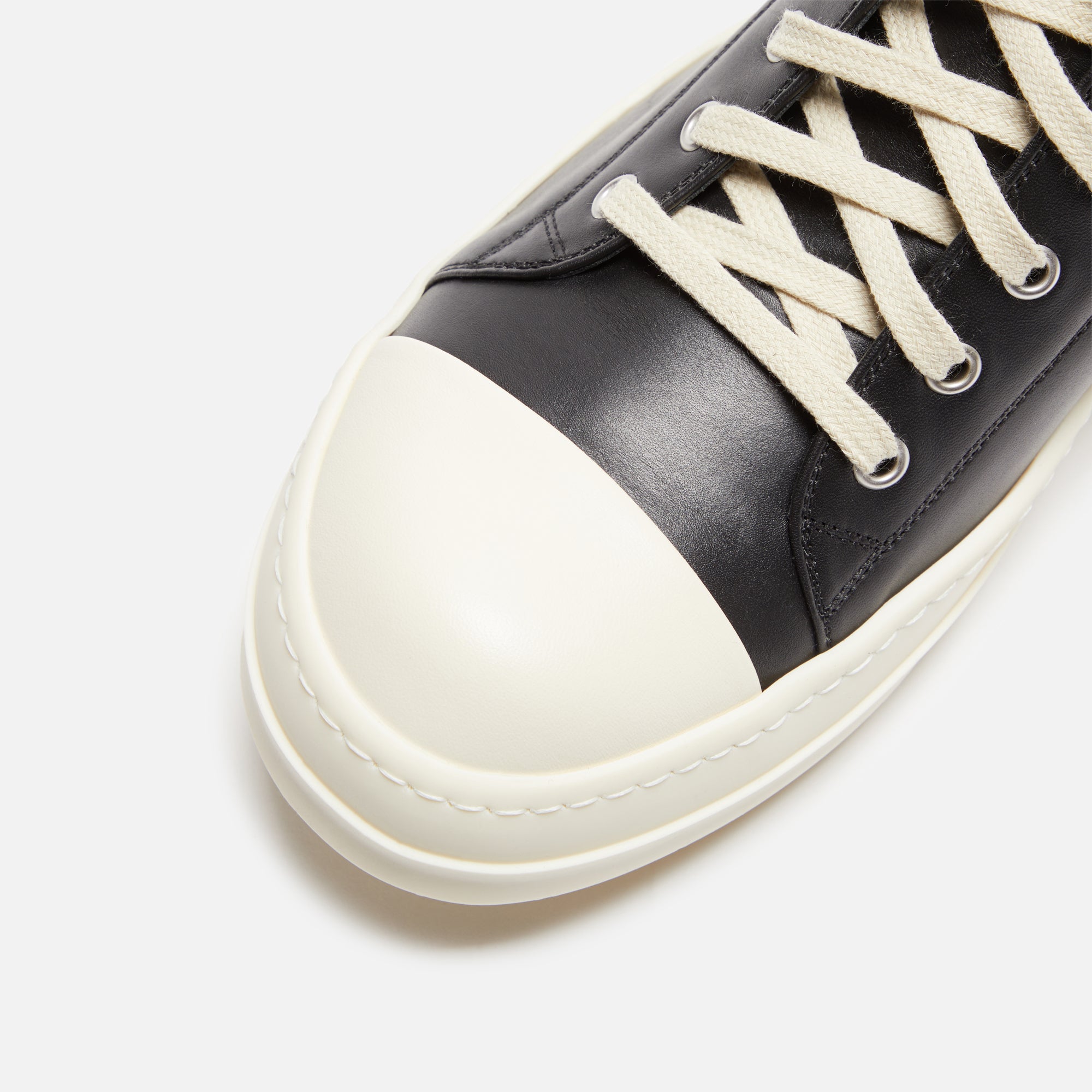 Rick Owens Scarpe in Pelle Low Sneakers - Black / Milk