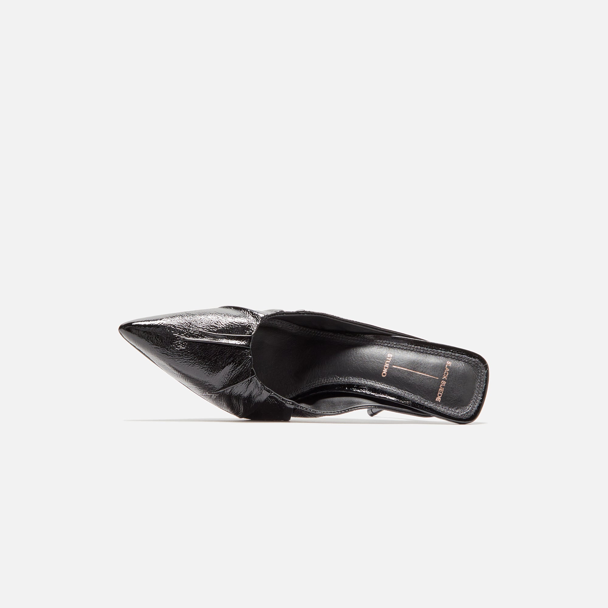 Black Suede Studio Piazza Mule - Black Patent Leather