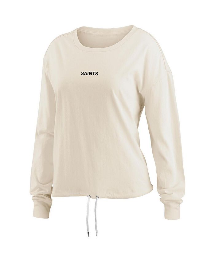 Women's Oatmeal New Orleans Saints Long Sleeve Crop Top Shirt